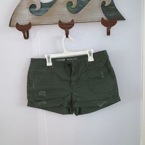 midrise green shorts